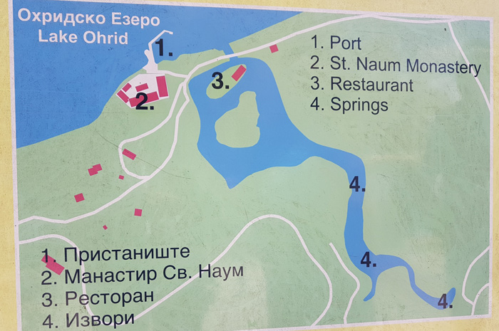 Mapa de los lugares a visitar en San Naum